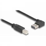 Cablu Delock angled left/right 83375, USB 2.0 male - USB-B 2.0 male, 2m, Black