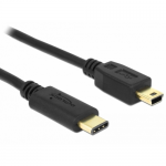 Cablu Delock 83603, USB-C male - Mini USB male, 1m, Black