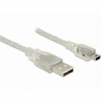 Cablu Delock 83905, USB 2.0 male - Mini USB-B 2.0, 1m, Clear