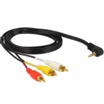 Cablu Delock 84504, 3.5mm 4pin male - 3x RCA male, 1.5m, Black