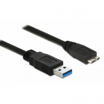 Cablu Delock 85074, USB 3.0 male - Micro USB-B male, 2m, Black
