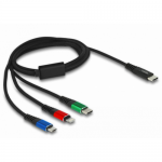 Cablu de date Delock 86596, USB-C male - micro USB 2.0/Lightning/USB-C, 1m, Black