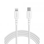 Cablu de date Anker PowerLine Select+, USB-C male - Lightning, 0.9m, White