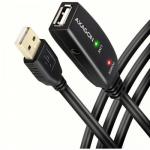 Cablu Axagon ADR-220, USB-A - USB-A + 3.5mm jack, 20m, Black