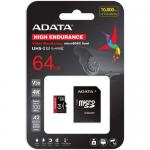 Memory Card microSDXC A-data High Endurance 64GB, Class 10, UHS-I U3, V30, A2 + Adaptor SD