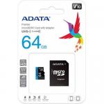 Memory Card microSDXC A-data Premier 64GB, Class 10, UHS-I U1, V10, A1 + Adaptor SD