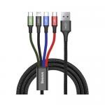 Cablu de date Baseus 4-in-1 CA1T4-B01, USB 2.0 - Micro USB + 2x USB-C + Lightning, 1.2m, Multicolor