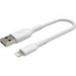 Cablu de date Belkin Boost Charge Braided, USB 2.0 - Lightning, 0.15m, White