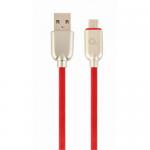 Cablu de date Gembird Premium Rubber, USB - micro USB, 1m, Red