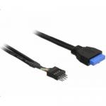Cablu Delock USB 3.0 pin header 19 pin female > USB 2.0 pin header 8 pin male, 30cm, Black