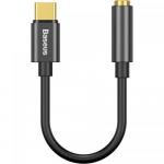 Cablu Baseus CATL54-0G, USB-C - 3.5 mm female, 0.09m, Black