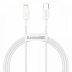 Cablu de date Baseus Superior, Fast Charging, CATLYS-A02, USB-C - Lightning, 1m, White