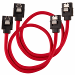 Cabluri de date Corsair Premium sleeved, SATA-SATA, 0.30m, Red, 2buc