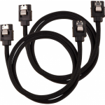 Cabluri de date Corsair Premium sleeved, SATA-SATA, 0.6m, Black, 2buc
