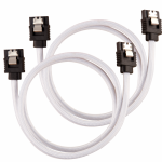 Cabluri de date Corsair Premium sleeved, SATA-SATA, 0.6m, White, 2buc