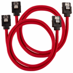Cabluri de date Corsair Premium sleeved, SATA-SATA, 0.60m, Red, 2buc