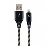 Cablu de date Gembird Premium Cotton Braided, USB 2.0 - USB-C, 1m, Black