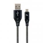 Cablu de date Gembird Premium cotton braided, USB 2.0 - micro USB, 1m, Black-White