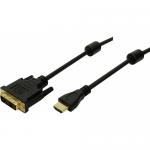 Cablu Logilink CH0013, DVI-D - HDMI, 3m, Black