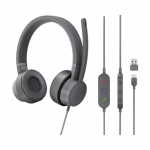 Casti cu microfon Lenovo Go Wired ANC, USB-C/USB-A, Storm Grey