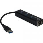 Hub USB Inter-Tech Argus IT-310, 3x USB 3.2 gen 1 + 1x RJ45, Black