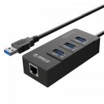 Hub USB Orico HR01-U3 PRO, 3x USB 3.2 Gen 1 + 1x RJ45, Black