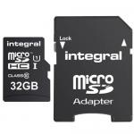 Memory Card microSDHC Integral Ultima Pro 32GB, Class 10, UHS-I U1 + Adaptor SD