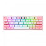 Tastatura Wireless Redragon Fizz Pro, RGB LED, USB Wireless/Bluetooth, White-Pink