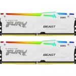 Kit Memorie Kingston Fury Beast RGB White AMD EXPO/Intel XMP 3.0, 32GB, DDR5-5200MHz, CL36, Dual Channel