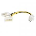 Cablu Startech LP4PCIEXADAP, 2x 4pin - 6pin, 0.15m