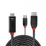 Cablu Lindy LY-41498, HDMI + USB-A - DisplayPort, 1m, Black