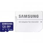 Memory Card microSDXC Samsung PRO Plus MB-MD128SA/EU 128GB, Class 10, UHS-I U3, V30, A2 + Adaptor SD