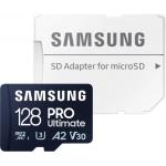 Memory Card microSDXC Samsung PRO Ultimate MB-MY128SA/WW 128GB, Class 10, UHS-I U3, V30, A2 + Adaptor SD