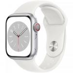 Smartwatch Apple Watch Series 8 Aluminium, 1.69inch, 4G, curea silicon, Silver-White