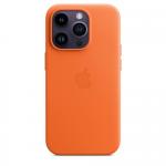Protectie pentru spate Apple MagSafe Leather pentru Iphone 14 Pro, Orange