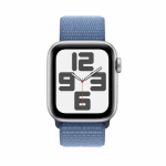 Smartwatch Apple Watch SE 2 (2023) Aluminium, 1.57inch, Curea Nylon M/L, Silver - Winter Blue Sport Loop