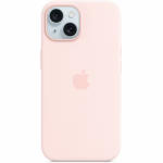Protectie pentru spate Apple Silicone cu MagSafe pentru iPhone 15, Light Pink