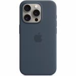 Protectie pentru spate Apple Silicone cu MagSafe pentru iPhone 15 Pro, Storm Blue