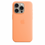 Protectie pentru spate Apple Silicone cu MagSafe pentru iPhone 15 Pro, Orange Sorbet