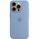 Protectie pentru spate Apple Silicone cu MagSafe pentru iPhone 15 Pro, Winter Blue
