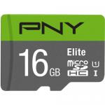 Memory Card microSDHC PNY Elite 16GB, Class 10, UHS-I U1 + Adaptor SD