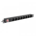 PDU Lanberg PDU-08F-0200-BK, 8x Schuko, Black