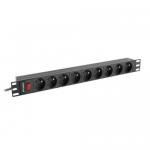 PDU Lanberg PDU-09E-0300-BK, 9x Schuko French, Black