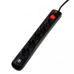  Prelungitor Spacer PP-5-18B-USB, 5x Schuko, 2x USB, 1.8m, Black 