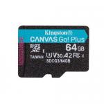 Memory Card microSDXC Kingston Canvas Go Plus 64GB, Class 10, UHS-I U3, V30, A2