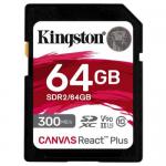 Memory SDXC Kingston Canvas React Plus 64GB, Class 10, UHS-II U3, V90