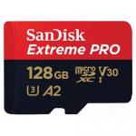 Memory Card microSDXC SanDisk by WD Extreme Pro 128GB, UHS-I U3, V30, A2, Class 10 + Adaptor SD