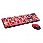 Kit Wireless Serioux Retro 9900RD - Tastatura, USB, Black-Red + Mouse Optic, USB Wireless, Black-Red