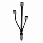 Cablu TNB TCM3USBF, USB-C male - 3x USB-A female, Black