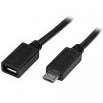 Cablu Startech USBUBEXT50CM, micro USB female - micro USB male, 0.5m, Black